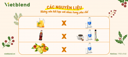 Các nguyên liệu không nên kết hợp với nhau trong pha chế